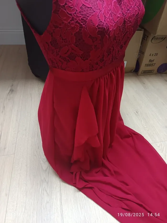 Magnifique robe longue bordeaux taille S - photo numéro 6