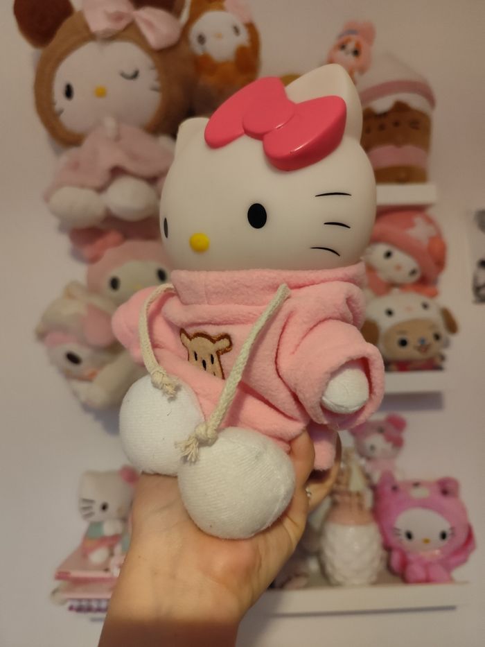 peluche doudou veilleuse hello kitty sanrio sweat à capuche rose - photo numéro 2