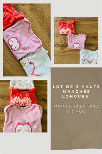 - Lot de 3 hauts manches longues -