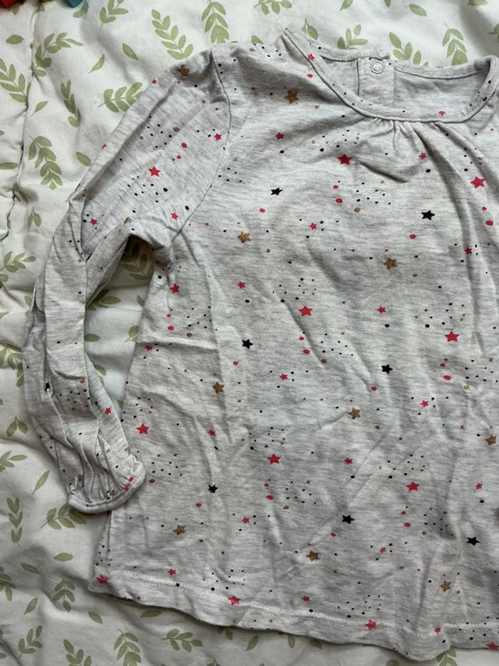 teeshirt manches longues gris motifs étoiles 36 mois bébé rêve - photo numéro 5