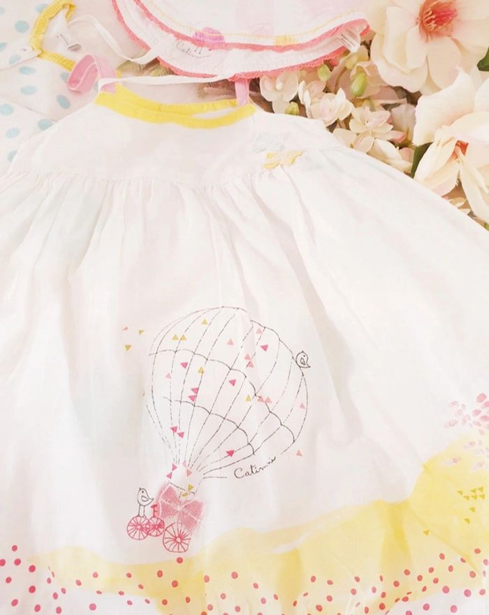 Ensemble Robe Gilet Cardigan Chapeau Coton Catimini Taille 6 mois - photo numéro 4