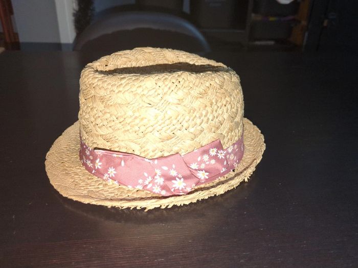 Borsalino chapeau paille tressée noeud rose fleurs paillettes fille 55 neuf - photo numéro 2