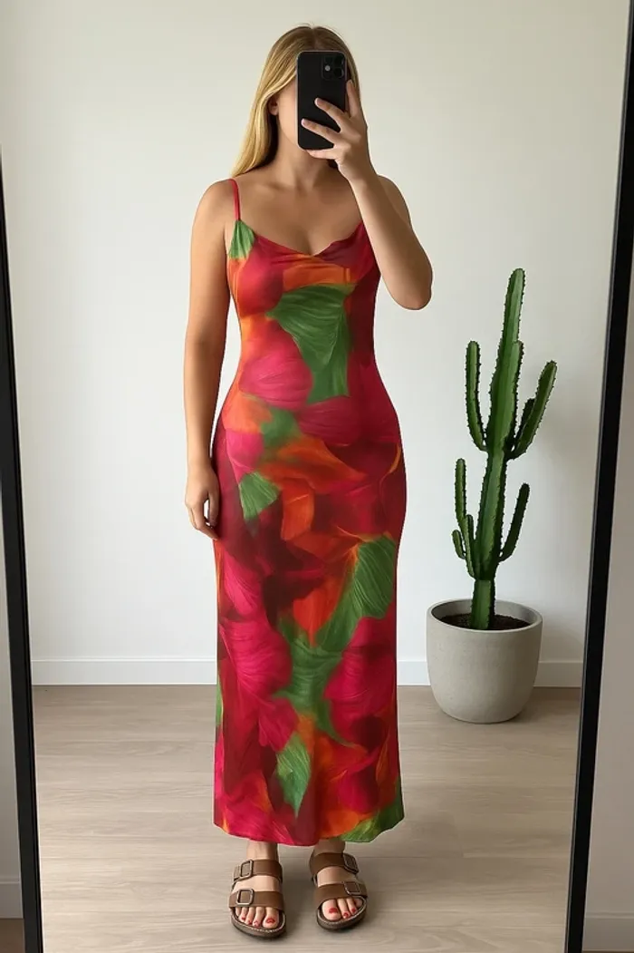 Robe longue près du corps colorée taille 36