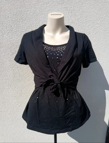 Blouse noire à strass Christine Laure