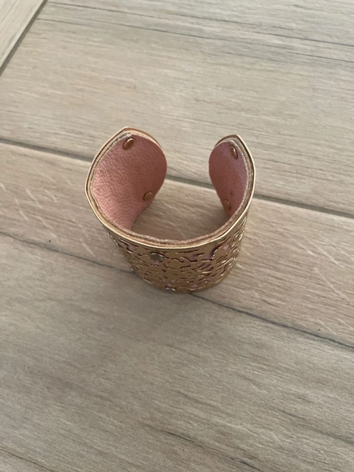 Bracelet manchette doré et rose - photo numéro 4
