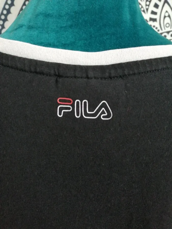 Tee-shirt noir avec bande rose clair et blanche / fila / (XL) - photo numéro 5