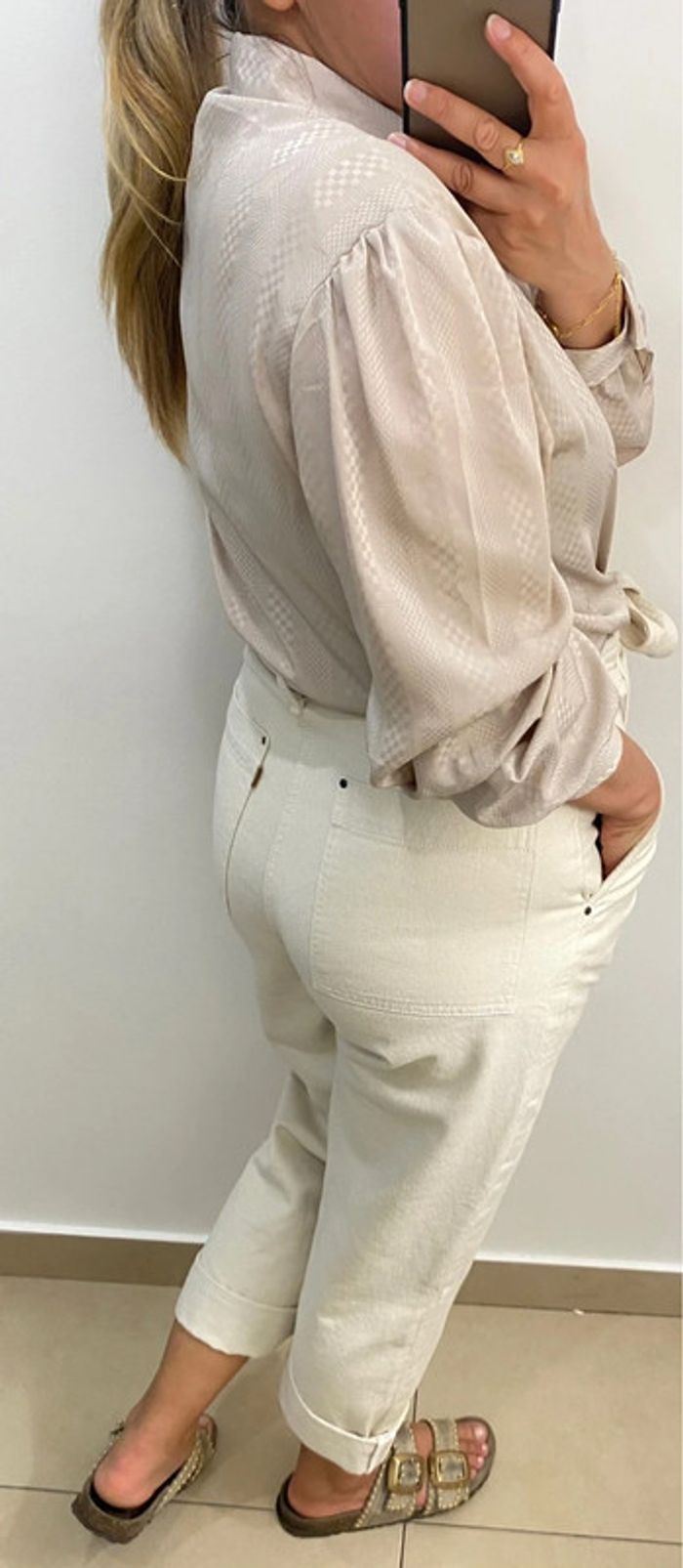 Chemise Beige Style Vintage Taille 44-46 - photo numéro 5