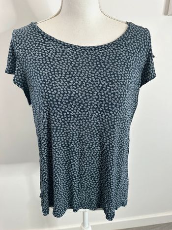 Blouse à fleurs marguerites bleue marine et blanche H&M T40 L