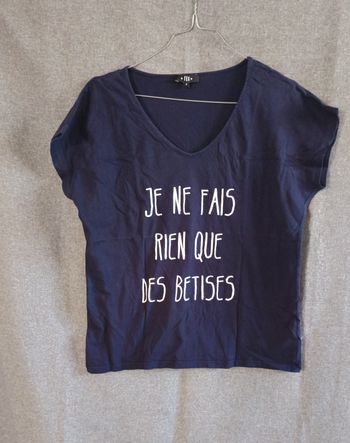 Tee-Shirt Femme - bleu marine - (Taille S) - (TEX)