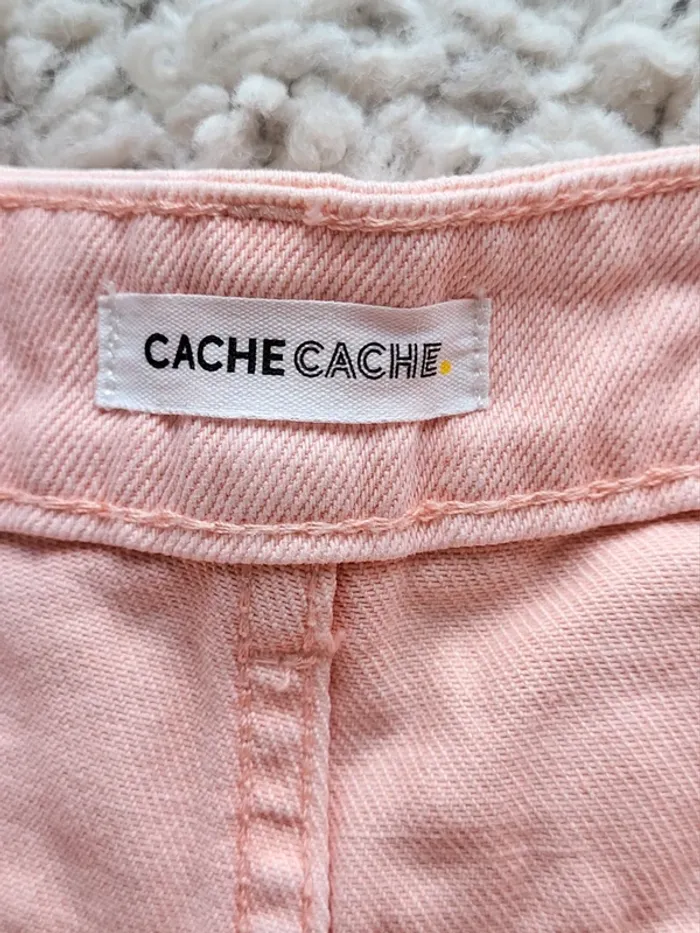 Short en jean rose corail Cache Cache Taille 42 - photo numéro 4