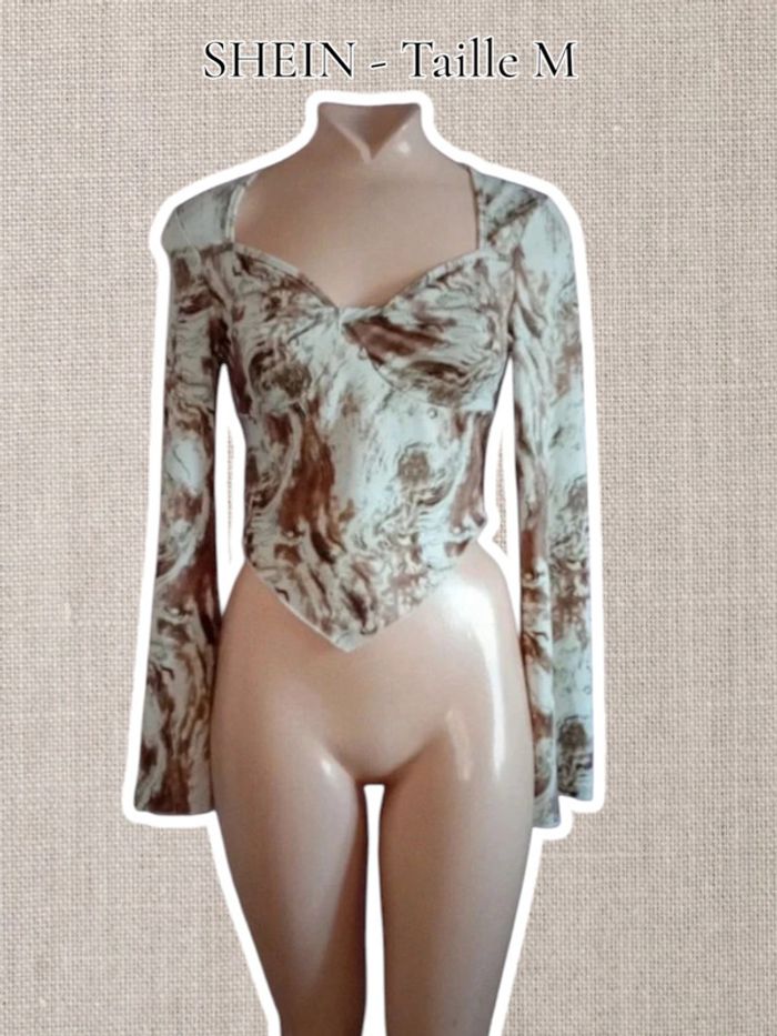 Crop top - Beige/Marron - Shein - Taille M