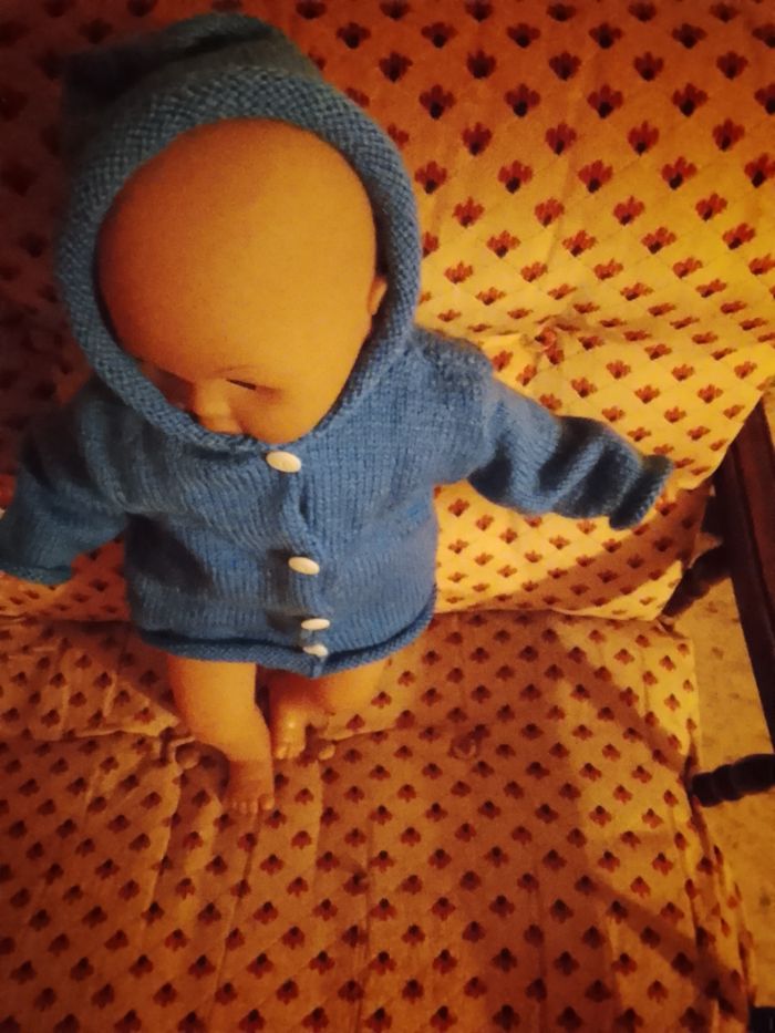 Veste a capuche fille 6 mois fait main