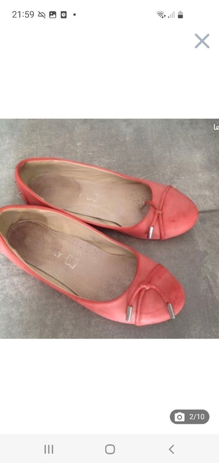 Ballerines saumon / corail pointure 38 - photo numéro 2
