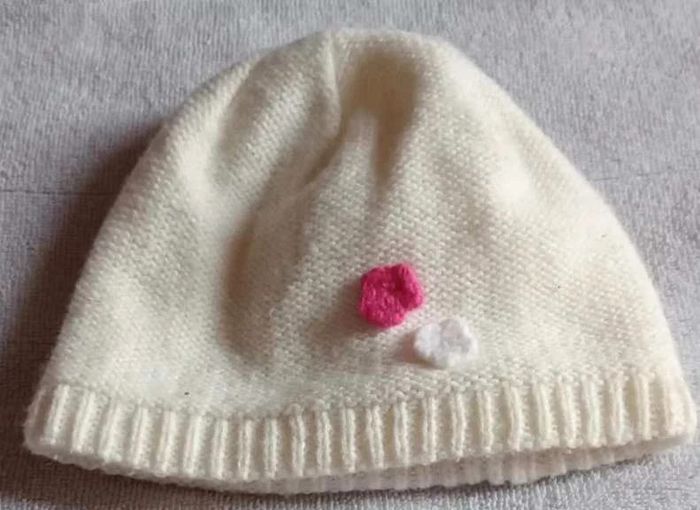 Bonnet blanc  rose  intérieur coton Orchestra  Taille  6 / 12 mois - photo numéro 2