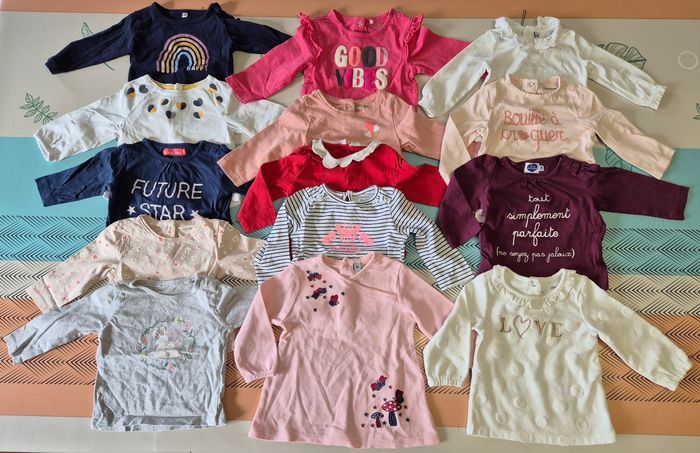 Lot de 14 haut fin manche longue 6 mois fille
