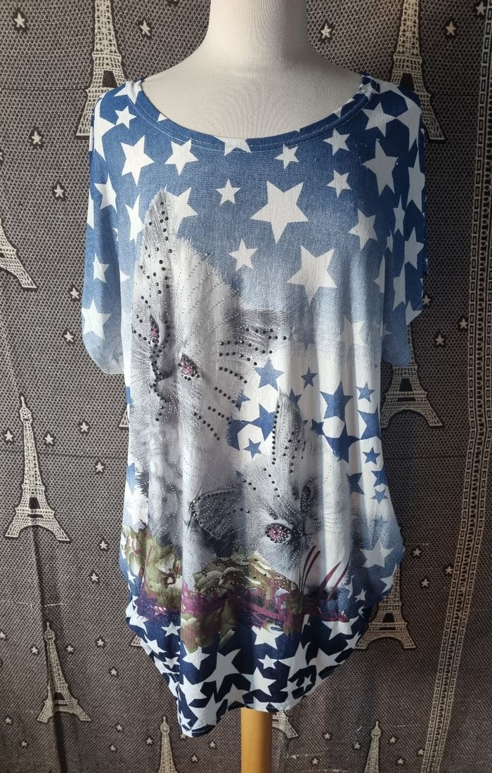 T-shirt imprimé chatons avec strass taille 42-46