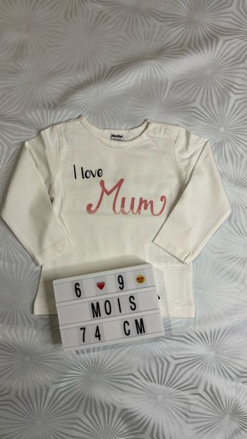 Tee-shirt manches longues fille 6-9 mois ou 74cm