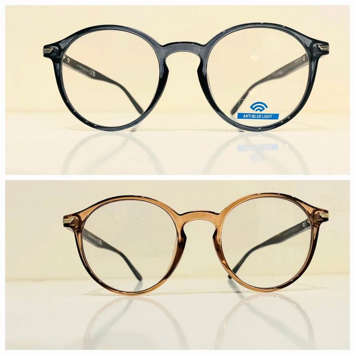 Lot de deux lunettes de repos mixte anti lumière bleu marron miel et gris transparent taille moyenne - photo numéro 2