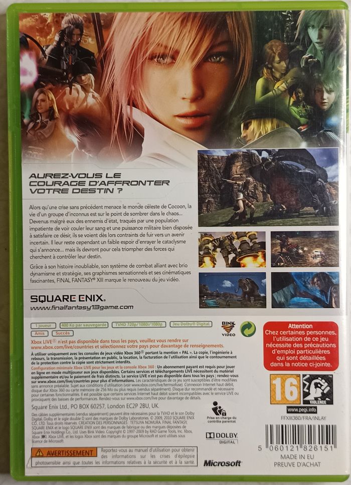 Jeu XBOX 360 - Final fantasy XIII / Final fantasy 13 avec notice - photo numéro 2