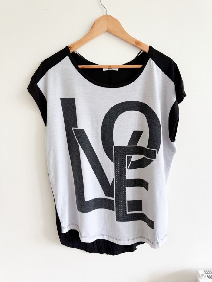 T-shirt manches courtes gris noir mim taille 38 M