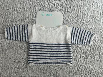 Pull en laine marinière fait main