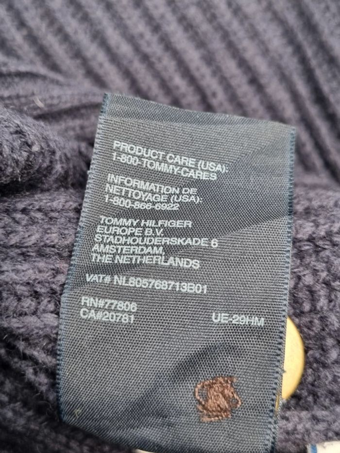 Pull col châle Tommy Hilfiger – Bleu marine – Taille M Hommes (mesures en photos) - photo numéro 9