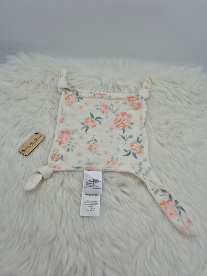 Doudou lange carré Vertbaudet Motif fleuri Eau de rose