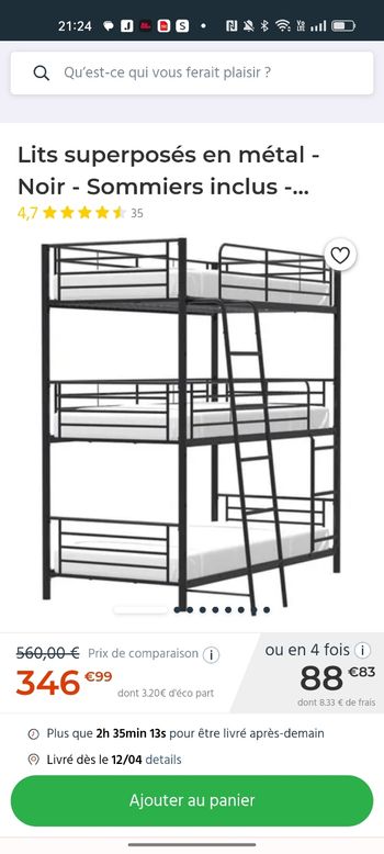 Lit superposé 3 places