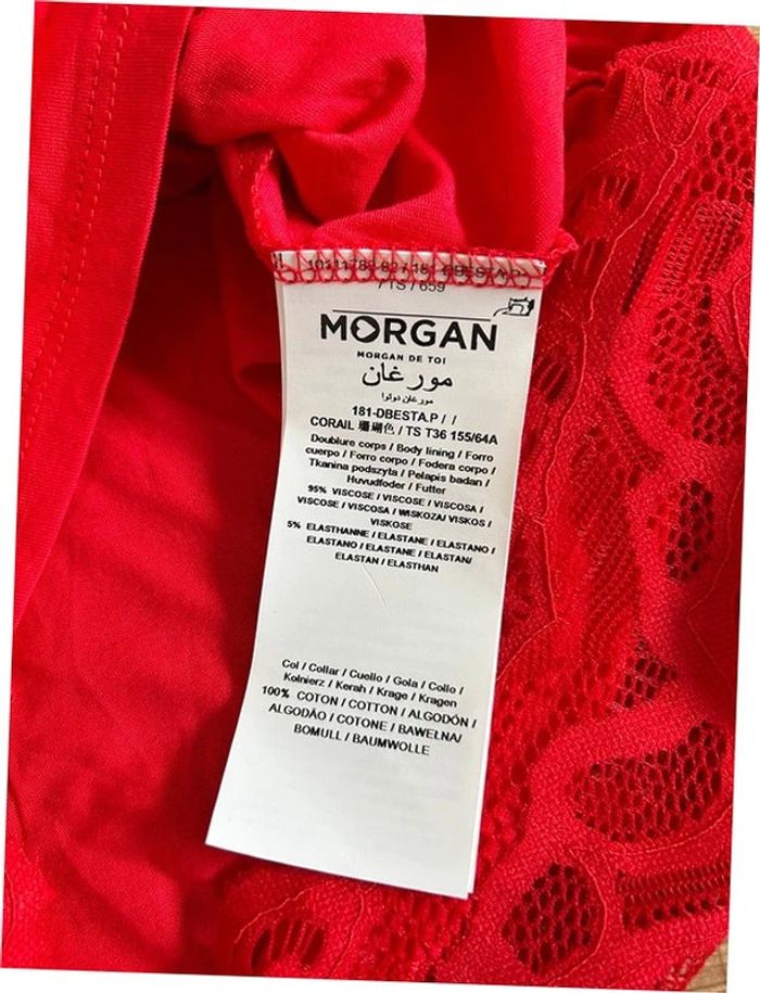 Haut rouge en dentelle à manches courtes Morgan taille S jamais porté - photo numéro 17