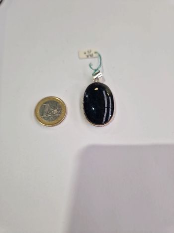 Pendentif obsidienne argentée Mexique