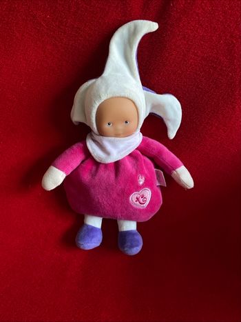Corolle poupée lutin bonnet bandana blanc rose Fushia coeur neuf jamais utilisé 