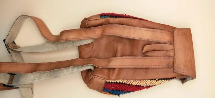 Sac à dos cuir avec motifs toile colorés - photo numéro 3