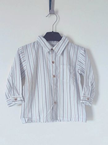 Chemise rayé  blanc bleu pastel / In Extenso - 12 mois