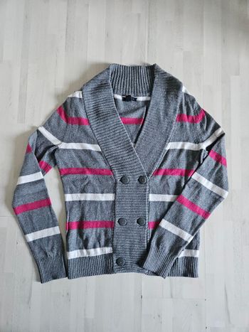 Cardigan gilet tommy hilfiger pour femme
Gris rose blanc
taille M
très bon état