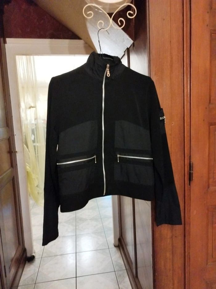 Veste noire bombers sportswear y2k S/36 vintage - photo numéro 2