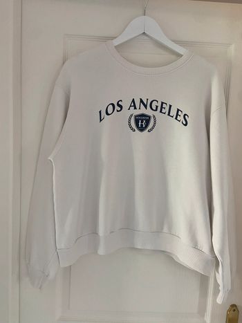 Sweat blanc sérigraphie « Los Angeles » bleu marine Hollister taille M
