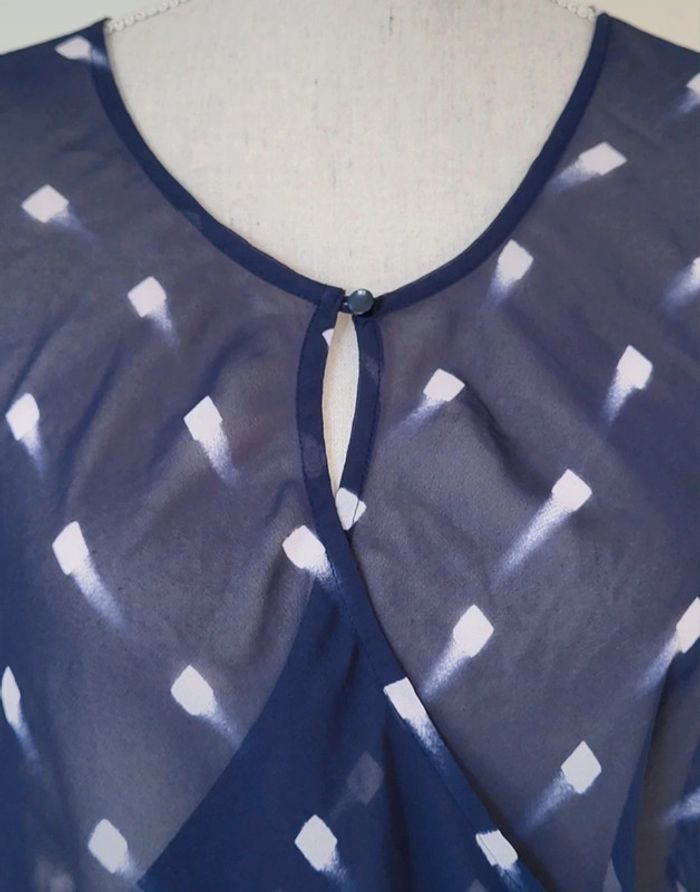 Blouse manches courtes à motifs bleu marine et blanc Mexx Taille 36 38 - photo numéro 3