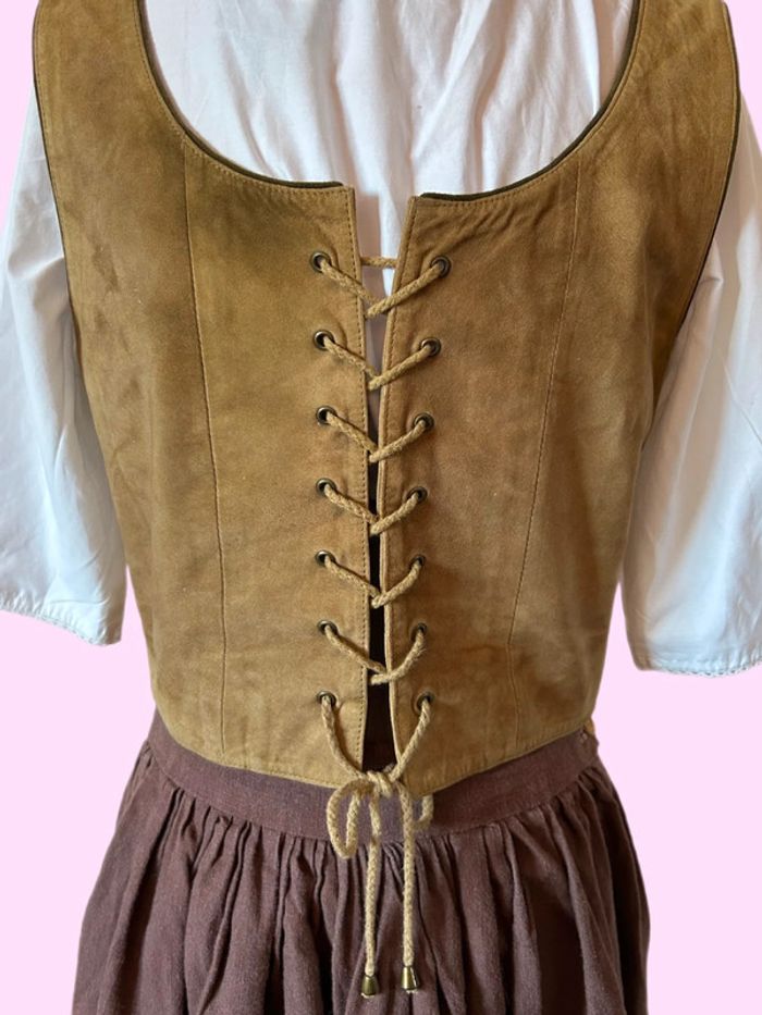 🤎🌿Gilet cuir vintage daim naturel autrichien cottagecore forest leather sleeveless jacket🌿🤎 - photo numéro 7
