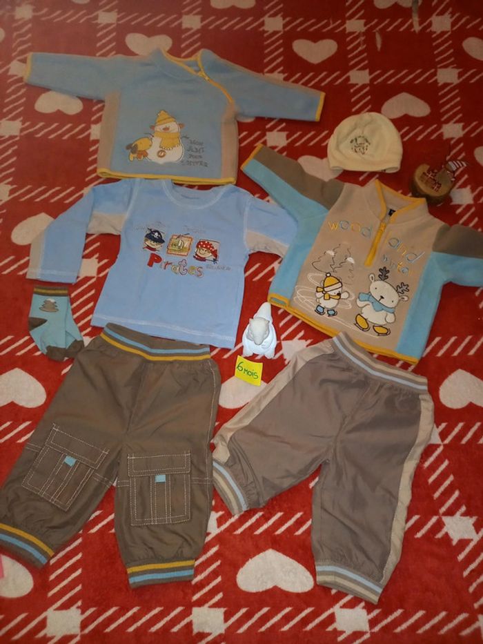 Gros Lot 🩵d'hiver 6 mois bien chaud💙 7 pièces bébé garçon 👦