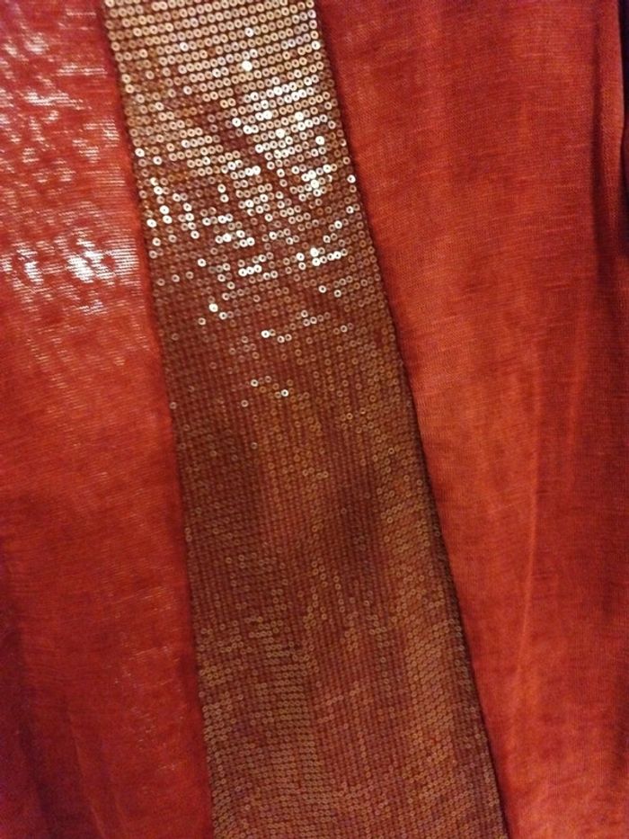 T-shirt top bordeaux sequin nœud dos y2k L/40 - photo numéro 5