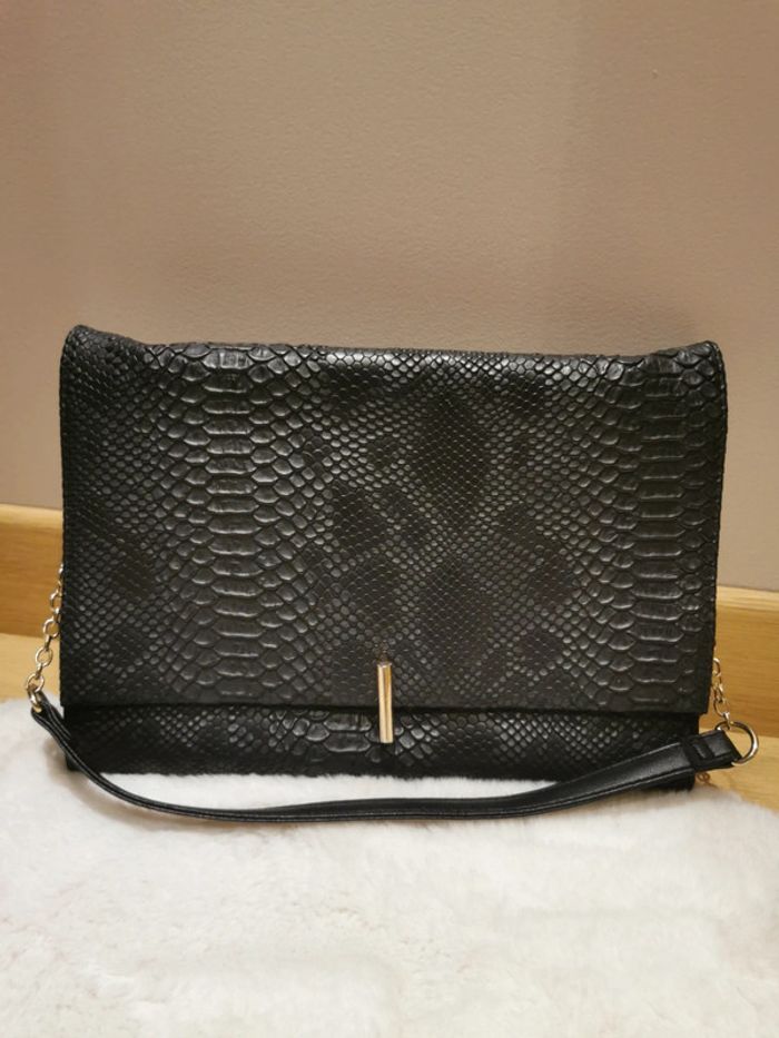 Pochette bandoulière croco noir - photo numéro 2