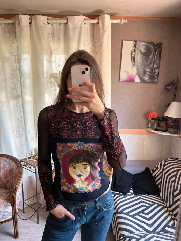 Top mesh vintage bohème champêtre y2k 2000yer western country - photo numéro 2