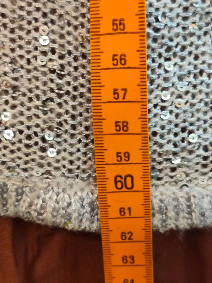 Pull Jacqueline Riu  gris chiné, détails sequins,  maille  douce, allure élégante - photo numéro 4