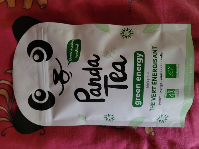 Panda tea - Green Energy Thé vert, Mate et Guarana - 28 Sachets, Orange, Vanille, Citronnelle