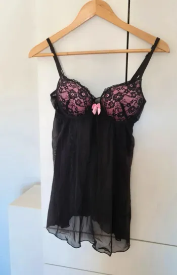 Belle nuisette soutien gorge dentelle super push up H&M 🌸 Taille française 95B eur 80B noir et rose