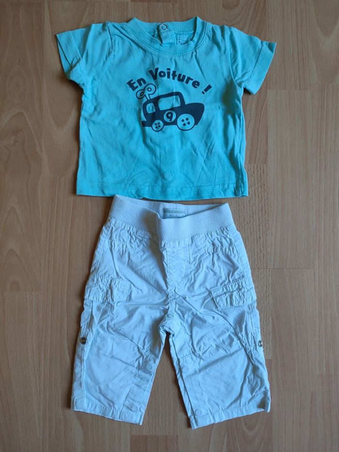 Lot tenue pantalon léger + t-shirt manches courtes Kimbaloo en 1M