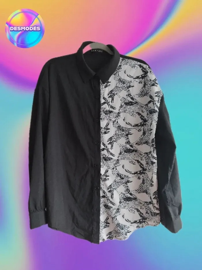 🌸 Chemise Shein noire hérons Japon- Drop Asie 👹