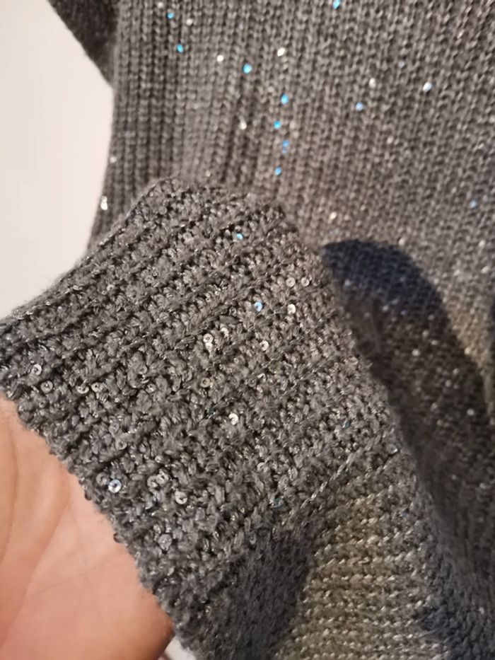 Pull en maille à sequins gris Zara - photo numéro 5