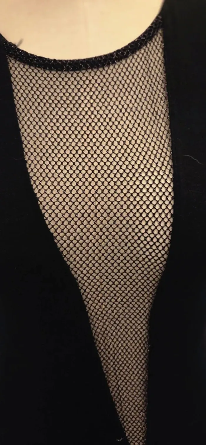Body noir Voyelles avec transparence résille - photo numéro 3