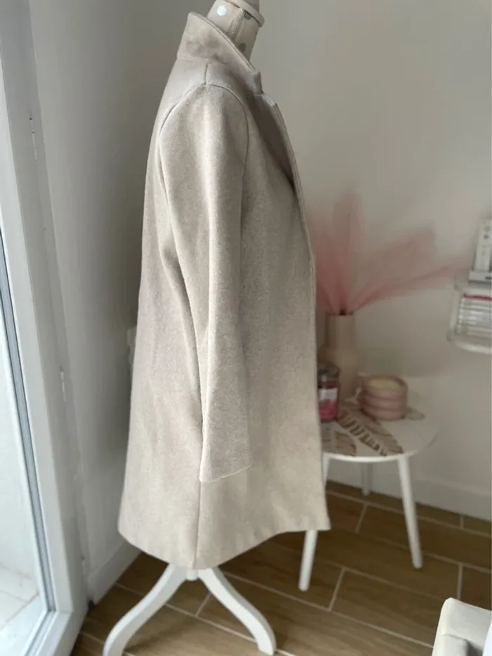 Manteau long en lainage beige, Zara, 38 - photo numéro 3